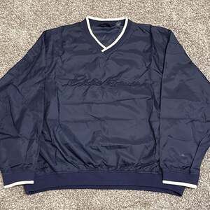 Vintage 90s Eddie Bauer EBTEK Navy Blue V-Neck Pullover Windbreaker Jacket XL